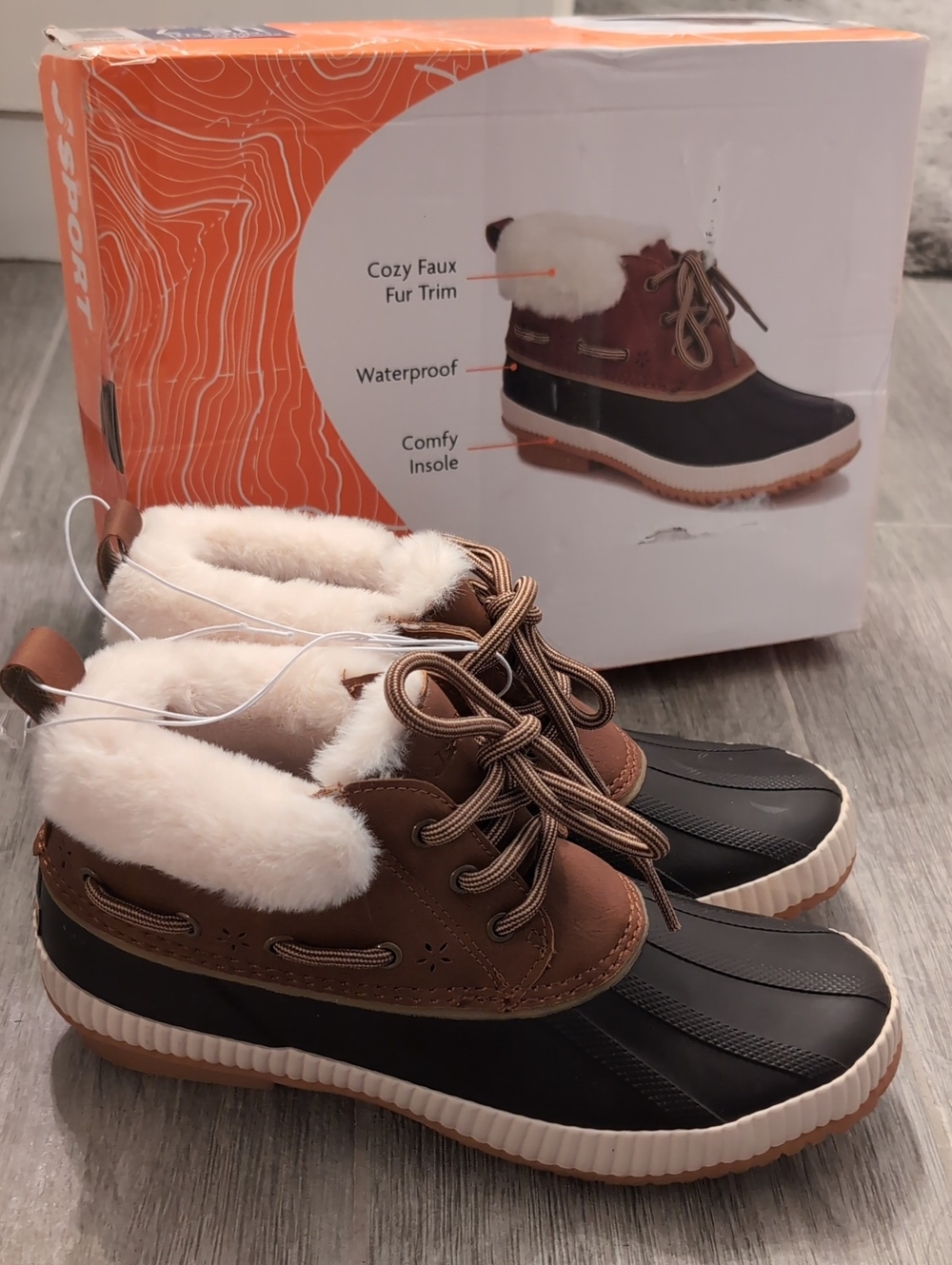 Waterproof Faux Fur-Lined Brown and Black Winter Boots